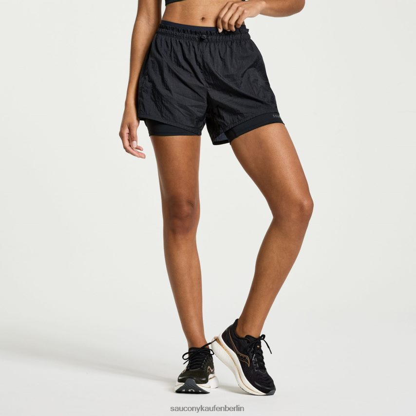 Saucony 4 2-in-1-Shorts erhöhen Frauen Schwarz P4B2Z0822