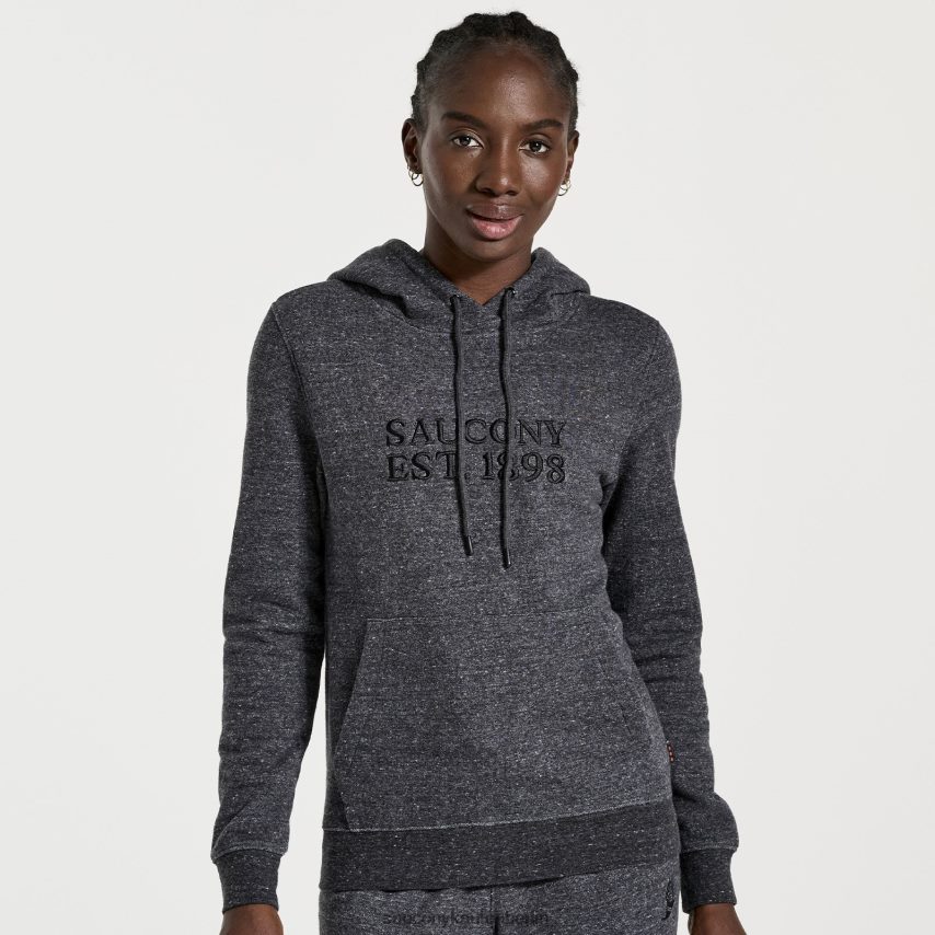 Saucony ausgeruhter Kapuzenpullover Frauen schwarze Heide P4B2Z0795