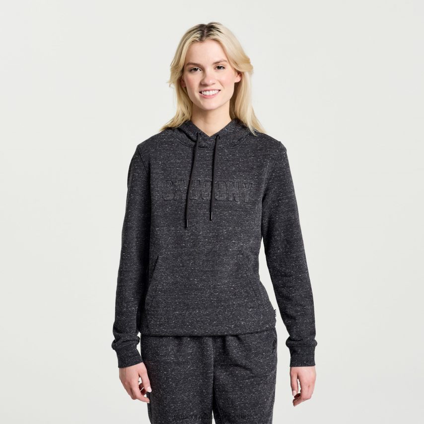 Saucony ausgeruhter Kapuzenpullover Frauen schwarze Heidegrafik P4B2Z0794