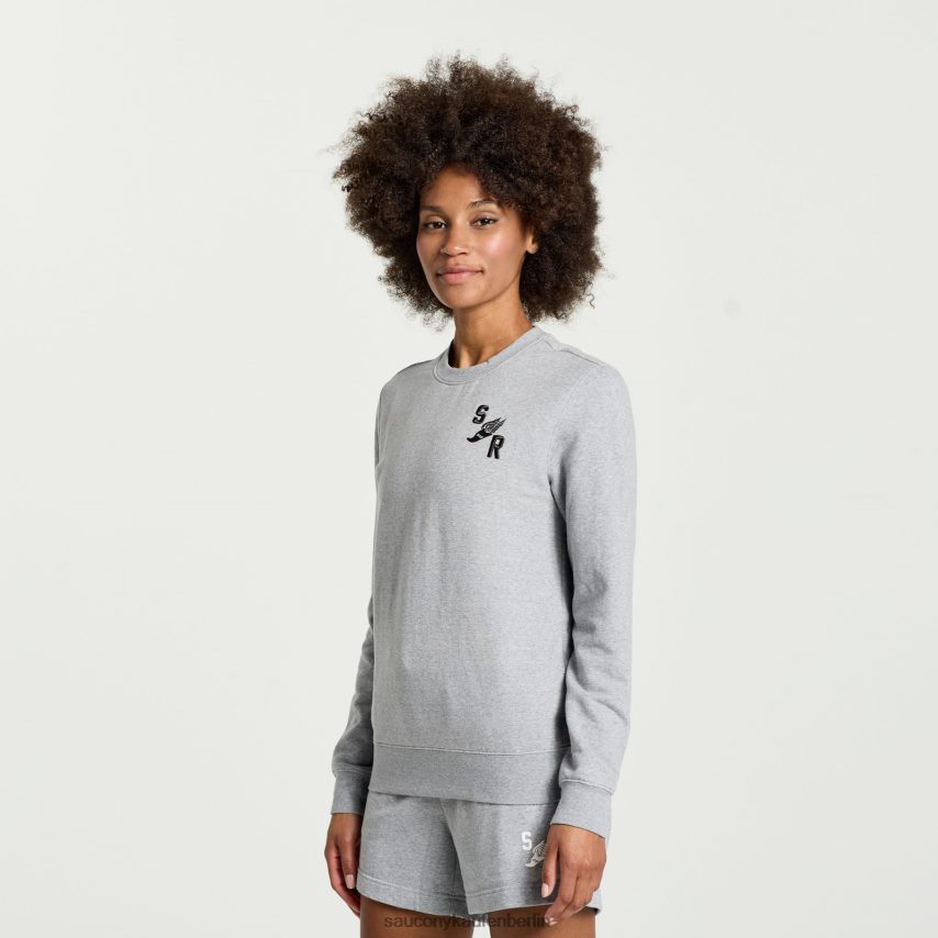 Saucony ausgeruhter Rundhalsausschnitt Frauen hellgraue Heidegrafik P4B2Z0779