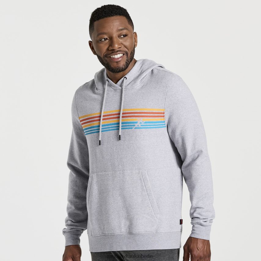 Saucony ausgeruhter Kapuzenpullover Männer hellgraues Heidekraut P4B2Z0385