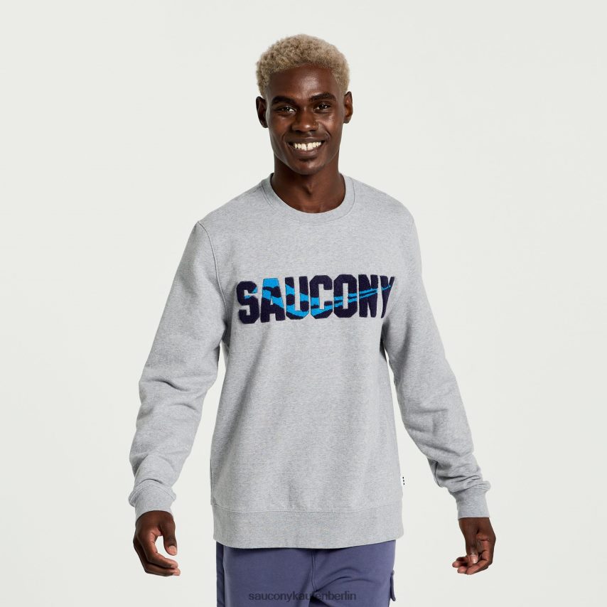 Saucony ausgeruhter Rundhalsausschnitt Männer hellgraue Heidegrafik P4B2Z0370