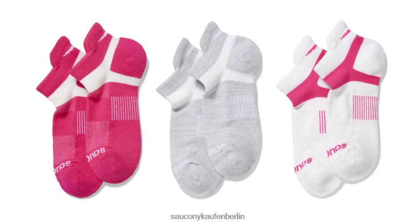 Saucony Inferno No Show Tab 3er-Pack Socken Männer Rosa P4B2Z0486